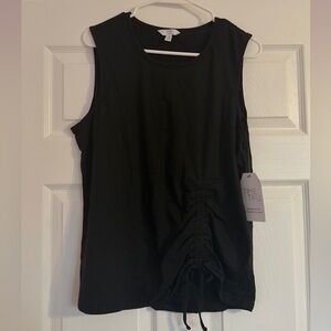 Time and Tru Women's Black Ruched Tank Top